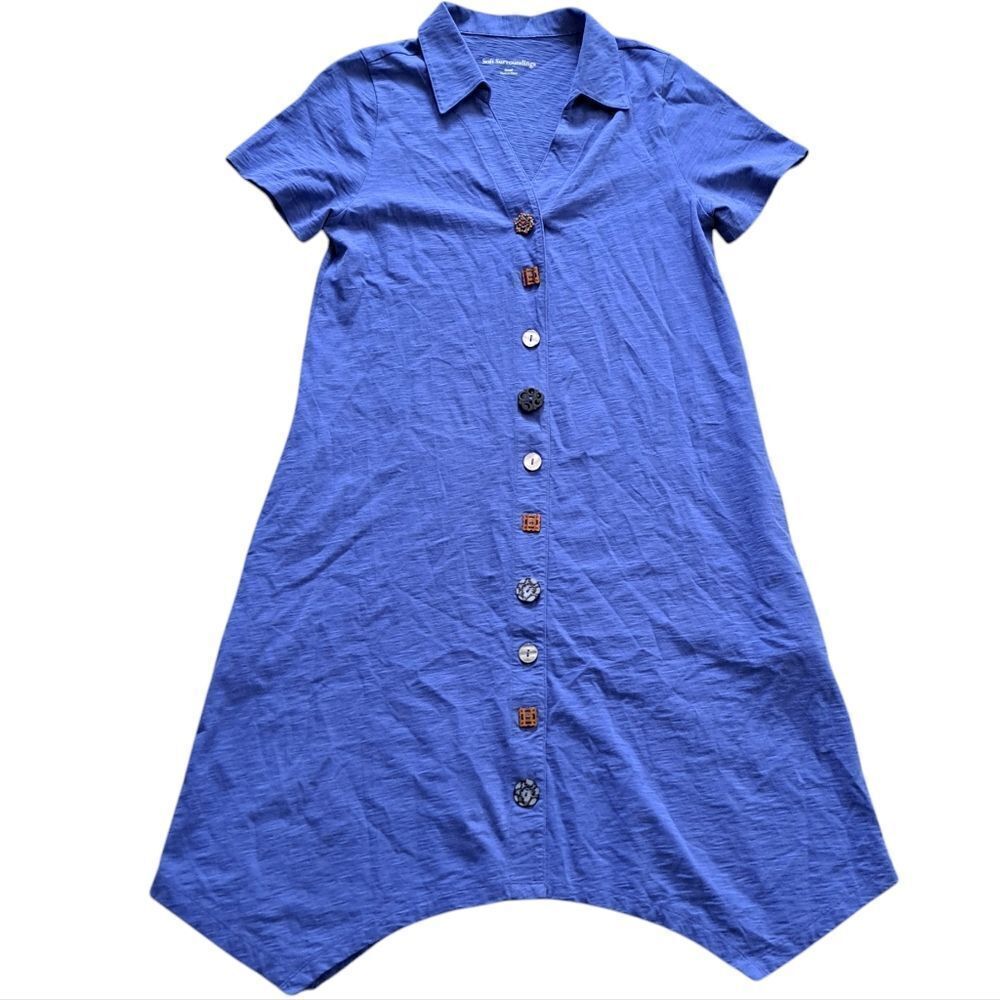 Soft Sorroundings Danielle Mixed Button Placket Trapezoid Hem Summer Dress Small